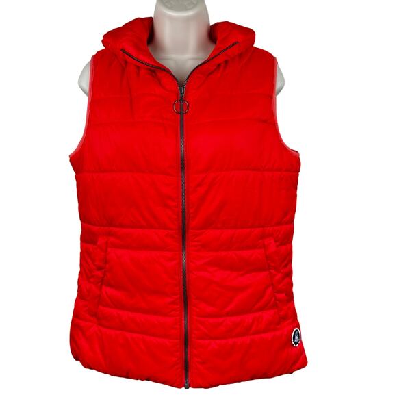 Helly Hansen Womens Puffer Vest Full Zip Pockets Red Orange Large Outdoor Active - Picture 1 of 16